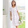 imageEkouaer Nightgowns for Women Cotton Nightgown House Dress with Pockets Short Sleeve Mumu Dress Embroidered Lounge DressWhite Floral