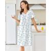 imageEkouaer Nightgowns for Women Cotton Nightgown House Dress with Pockets Short Sleeve Mumu Dress Embroidered Lounge DressWhite Water Painting