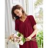imageEkouaer Nightgowns for Women Cotton Nightgown House Dress with Pockets Short Sleeve Mumu Dress Embroidered Lounge DressWine Red