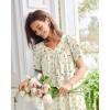 imageEkouaer Nightgowns for Women Cotton Nightgown House Dress with Pockets Short Sleeve Mumu Dress Embroidered Lounge DressYellow Floral