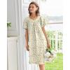 imageEkouaer Nightgowns for Women Cotton Nightgown House Dress with Pockets Short Sleeve Mumu Dress Embroidered Lounge DressYellow Floral