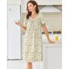 imageEkouaer Nightgowns for Women Cotton Nightgown House Dress with Pockets Short Sleeve Mumu Dress Embroidered Lounge DressYellow Floral