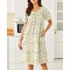 imageEkouaer Nightgowns for Women Cotton Nightgown House Dress with Pockets Short Sleeve Mumu Dress Embroidered Lounge DressYellow Floral
