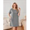 imageEkouaer Nightgowns for Women Cotton Sleep Shirts Tshirt Nightshirt Casual Sleepdress Pullover Dress with Pockets S3XLLight Gray