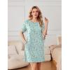 imageEkouaer Nightgowns for Women Cotton Sleep Shirts Tshirt Nightshirt Casual Sleepdress Pullover Dress with Pockets S3XLLight Green Flowers