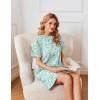imageEkouaer Nightgowns for Women Cotton Sleep Shirts Tshirt Nightshirt Casual Sleepdress Pullover Dress with Pockets S3XLLight Green Flowers