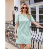 imageEkouaer Nightgowns for Women Cotton Sleep Shirts Tshirt Nightshirt Casual Sleepdress Pullover Dress with Pockets S3XLLight Green Flowers