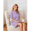 imageEkouaer Nightgowns for Women Cotton Sleep Shirts Tshirt Nightshirt Casual Sleepdress Pullover Dress with Pockets S3XLLilac