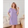 imageEkouaer Nightgowns for Women Cotton Sleep Shirts Tshirt Nightshirt Casual Sleepdress Pullover Dress with Pockets S3XLLilac