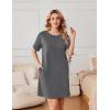 imageEkouaer Nightgowns for Women Cotton Sleep Shirts Tshirt Nightshirt Casual Sleepdress Pullover Dress with Pockets S3XLMedium Gray