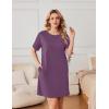 imageEkouaer Nightgowns for Women Cotton Sleep Shirts Tshirt Nightshirt Casual Sleepdress Pullover Dress with Pockets S3XLMulberry