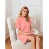 imageEkouaer Nightgowns for Women Cotton Sleep Shirts Tshirt Nightshirt Casual Sleepdress Pullover Dress with Pockets S3XLOrange Pink