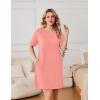 imageEkouaer Nightgowns for Women Cotton Sleep Shirts Tshirt Nightshirt Casual Sleepdress Pullover Dress with Pockets S3XLOrange Pink