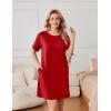 imageEkouaer Nightgowns for Women Cotton Sleep Shirts Tshirt Nightshirt Casual Sleepdress Pullover Dress with Pockets S3XLTeal Red