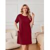 imageEkouaer Nightgowns for Women Cotton Sleep Shirts Tshirt Nightshirt Casual Sleepdress Pullover Dress with Pockets S3XLWine Red