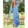 imageEkouaer Nightgowns for Women Long Sleeve Nightgown Long Sleepwear Button Down Sleep Shirt Soft Night Gown S4XLBlue Floral