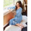 imageEkouaer Nightgowns for Women Long Sleeve Nightgown Long Sleepwear Button Down Sleep Shirt Soft Night Gown S4XLBlue Floral