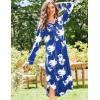 imageEkouaer Nightgowns for Women Long Sleeve Nightgown Long Sleepwear Button Down Sleep Shirt Soft Night Gown S4XLBlue Flower