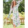 imageEkouaer Nightgowns for Women Long Sleeve Nightgown Long Sleepwear Button Down Sleep Shirt Soft Night Gown S4XLGreen Floral