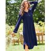imageEkouaer Nightgowns for Women Long Sleeve Nightgown Long Sleepwear Button Down Sleep Shirt Soft Night Gown S4XLNavy Blue