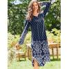 imageEkouaer Nightgowns for Women Long Sleeve Nightgown Long Sleepwear Button Down Sleep Shirt Soft Night Gown S4XLNavy Floral