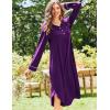 imageEkouaer Nightgowns for Women Long Sleeve Nightgown Long Sleepwear Button Down Sleep Shirt Soft Night Gown S4XLPurple