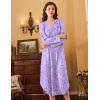 imageEkouaer Nightgowns for Women Long Sleeve Nightgown Long Sleepwear Button Down Sleep Shirt Soft Night Gown S4XLPurple Stars