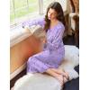 imageEkouaer Nightgowns for Women Long Sleeve Nightgown Long Sleepwear Button Down Sleep Shirt Soft Night Gown S4XLPurple Stars