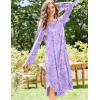 imageEkouaer Nightgowns for Women Long Sleeve Nightgown Long Sleepwear Button Down Sleep Shirt Soft Night Gown S4XLPurple Stars