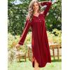 imageEkouaer Nightgowns for Women Long Sleeve Nightgown Long Sleepwear Button Down Sleep Shirt Soft Night Gown S4XLRed