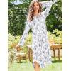 imageEkouaer Nightgowns for Women Long Sleeve Nightgown Long Sleepwear Button Down Sleep Shirt Soft Night Gown S4XLWhite Flower