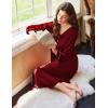 imageEkouaer Nightgowns for Women Long Sleeve Nightgown Long Sleepwear Button Down Sleep Shirt Soft Night Gown S4XLWine Red