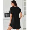 imageEkouaer Nightgowns for Women Pleated Nightshirts Short Sleeve Sleepshirts Crew Neck Sleepwear Soft Night Gown SleepdressBlack