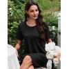 imageEkouaer Nightgowns for Women Pleated Nightshirts Short Sleeve Sleepshirts Crew Neck Sleepwear Soft Night Gown SleepdressBlack