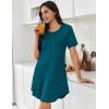 imageEkouaer Nightgowns for Women Pleated Nightshirts Short Sleeve Sleepshirts Crew Neck Sleepwear Soft Night Gown SleepdressBlue Green