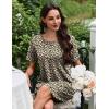 imageEkouaer Nightgowns for Women Pleated Nightshirts Short Sleeve Sleepshirts Crew Neck Sleepwear Soft Night Gown SleepdressBrown Leopard
