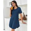 imageEkouaer Nightgowns for Women Pleated Nightshirts Short Sleeve Sleepshirts Crew Neck Sleepwear Soft Night Gown SleepdressDark Blue