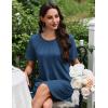 imageEkouaer Nightgowns for Women Pleated Nightshirts Short Sleeve Sleepshirts Crew Neck Sleepwear Soft Night Gown SleepdressDark Blue