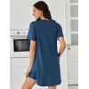 imageEkouaer Nightgowns for Women Pleated Nightshirts Short Sleeve Sleepshirts Crew Neck Sleepwear Soft Night Gown SleepdressDark Blue