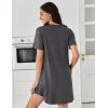 imageEkouaer Nightgowns for Women Pleated Nightshirts Short Sleeve Sleepshirts Crew Neck Sleepwear Soft Night Gown SleepdressDark Grey