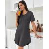 imageEkouaer Nightgowns for Women Pleated Nightshirts Short Sleeve Sleepshirts Crew Neck Sleepwear Soft Night Gown SleepdressDark Grey