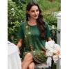imageEkouaer Nightgowns for Women Pleated Nightshirts Short Sleeve Sleepshirts Crew Neck Sleepwear Soft Night Gown SleepdressGreen Pea Floral