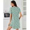 imageEkouaer Nightgowns for Women Pleated Nightshirts Short Sleeve Sleepshirts Crew Neck Sleepwear Soft Night Gown SleepdressGreen White Florals