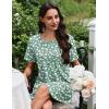 imageEkouaer Nightgowns for Women Pleated Nightshirts Short Sleeve Sleepshirts Crew Neck Sleepwear Soft Night Gown SleepdressGreen White Florals
