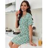 imageEkouaer Nightgowns for Women Pleated Nightshirts Short Sleeve Sleepshirts Crew Neck Sleepwear Soft Night Gown SleepdressGreen White Florals