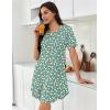 imageEkouaer Nightgowns for Women Pleated Nightshirts Short Sleeve Sleepshirts Crew Neck Sleepwear Soft Night Gown SleepdressGreen White Florals