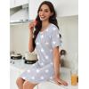 imageEkouaer Nightgowns for Women Pleated Nightshirts Short Sleeve Sleepshirts Crew Neck Sleepwear Soft Night Gown SleepdressLight Grey White Star