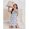 imageEkouaer Nightgowns for Women Pleated Nightshirts Short Sleeve Sleepshirts Crew Neck Sleepwear Soft Night Gown SleepdressLight Grey White Star