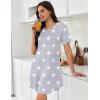 imageEkouaer Nightgowns for Women Pleated Nightshirts Short Sleeve Sleepshirts Crew Neck Sleepwear Soft Night Gown SleepdressLight Grey White Star