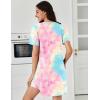 imageEkouaer Nightgowns for Women Pleated Nightshirts Short Sleeve Sleepshirts Crew Neck Sleepwear Soft Night Gown SleepdressPink  Blue Tie Dye